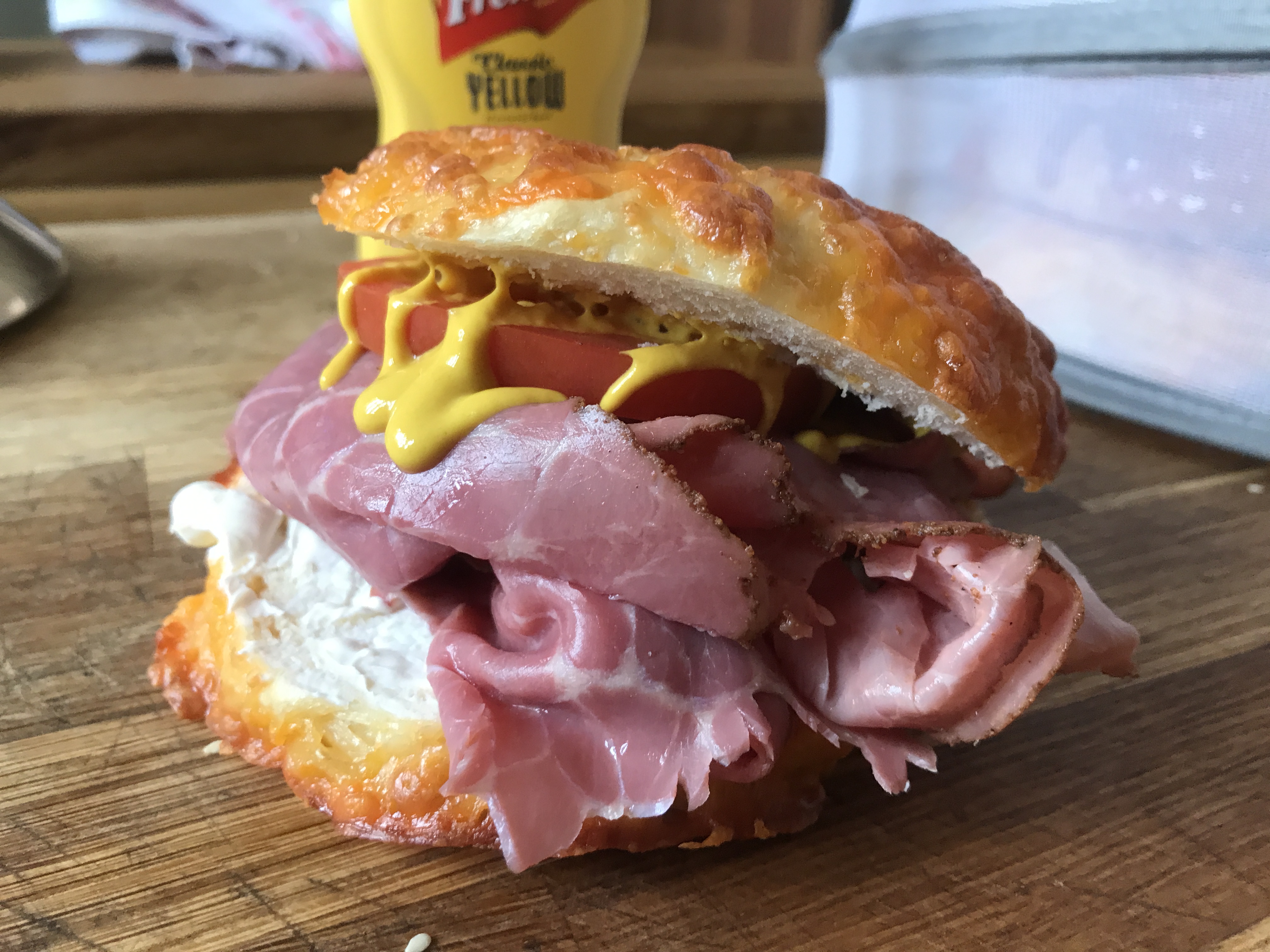 Fresh filled bagel made by Jacob's Bagels